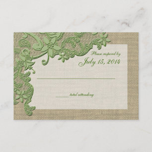 Vintage Landschaftspflege und Burlap Green RSVP Karte