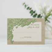 Vintage Landschaftspflege und Burlap Green RSVP Karte (Stehend Vorderseite)