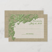 Vintage Landschaftspflege und Burlap Green RSVP Karte (Vorne/Hinten)