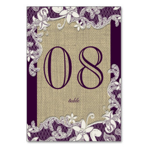 Vintage Landspitze Lila Tischnummer