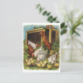 Vintage Landtiere, Hennen, Hühner Postkarte (Stehend Vorderseite)