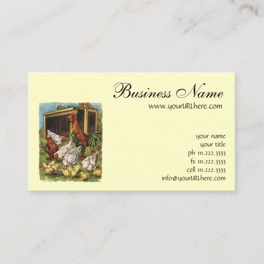 Vintage Landtiere, Hennen, Hühner Visitenkarte (Vorderseite)