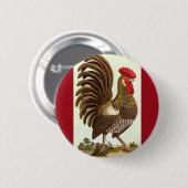 Vintage Landtiere Hühner, Stolz Button (Vorne & Hinten)