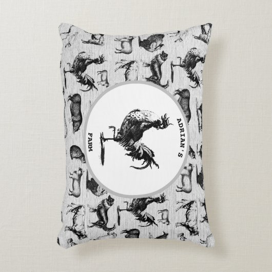 Vintage Landtiere Rustikale Collage Dekokissen (Vorderseite(Vertikal))