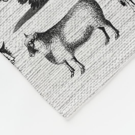 Vintage Landtiere Rustikale Collage Fleecedecke (Ecke)