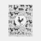 Vintage Landtiere Rustikale Collage Fleecedecke (Vorderseite)
