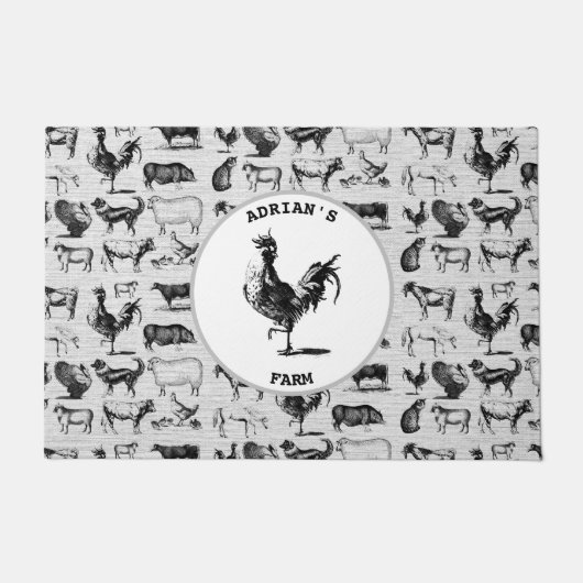 Vintage Landtiere Rustikale Collage Fußmatte (Vorderseite)