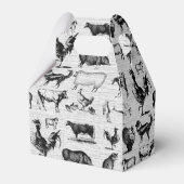 Vintage Landtiere Rustikale Collage Geschenkschachtel (Rückseite)