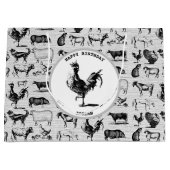 Vintage Landtiere Rustikale Collage Große Geschenktüte (Vorderseite)