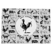 Vintage Landtiere Rustikale Collage Große Geschenktüte (Rückseite)