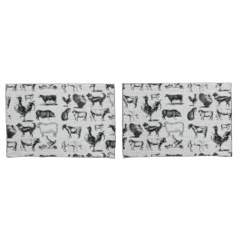 Vintage Landtiere Rustikale Collage Kissenbezug