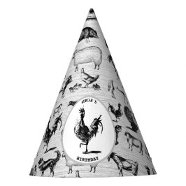 Vintage Landtiere Rustikale Collage Partyhütchen