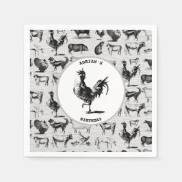 Vintage Landtiere Rustikale Collage Serviette