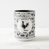 Vintage Landtiere Rustikale Collage Tasse (Zentrum)