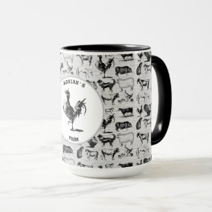 Vintage Landtiere Rustikale Collage Tasse
