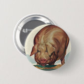 Vintage Landtiere, Schweinezucht an einem Talg Button (Vorne & Hinten)
