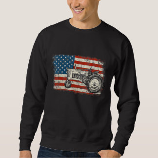 Vintage-Landwirtschaftstraktor Amerikanische Flagg Sweatshirt