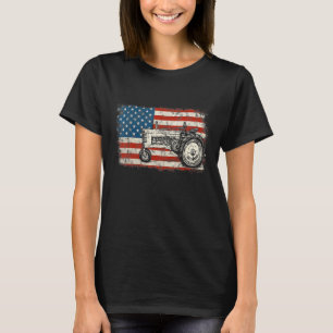 Vintage-Landwirtschaftstraktor Amerikanische Flagg T-Shirt