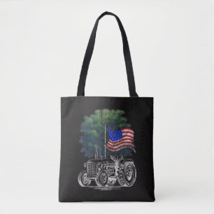Vintage-Landwirtschaftstraktor Amerikanische Flagg Tasche