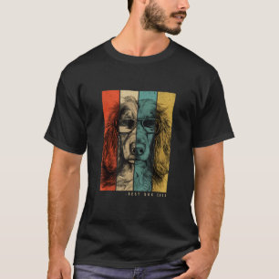 Vintage Langhaar-Dachshund-Hund-Mama-Papa-Kinder-M T-Shirt