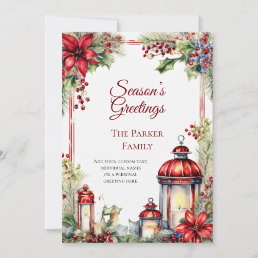 Vintage Lantern Weihnachtskarte Feiertagskarte (Vorderseite)