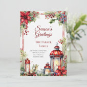 Vintage Lantern Weihnachtskarte Feiertagskarte (Stehend Vorderseite)