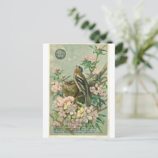 Vintage Lark Bird Postkarte (Stehend Vorderseite)