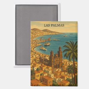 Vintage Las Palmas, Gran Canaria City View Magnet