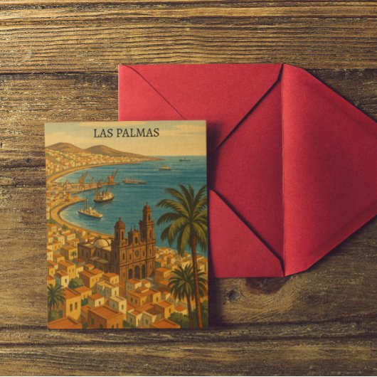 Vintage Las Palmas, Gran Canaria City View Postkarte
