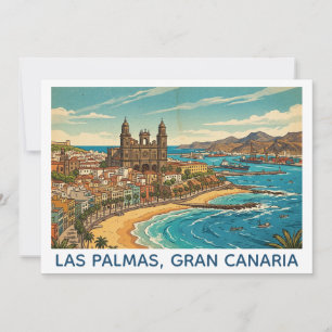Vintage Las Palmas, Gran Canaria Panoramablick Karte