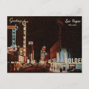 Vintage Las Vegas Fremont St View Postkarte Neon