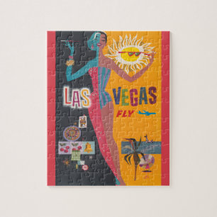 Vintage-Las Vegas-Glücksspiel-Reisekunstplakat Puzzle