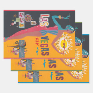 Vintage-Las-Vegas-Glücksspiel-Reiseplakat-Kunst Geschenkpapier Set