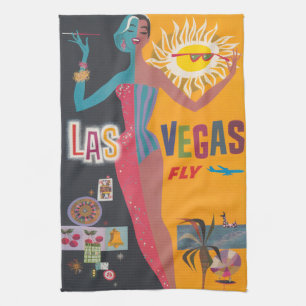 Vintage-Las-Vegas-Glücksspiel-Reiseplakat-Kunst Geschirrtuch