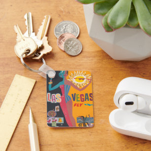 Vintage-Las Vegas-Glücksspiel-Reiseplakat-Kunst Schlüsselanhänger