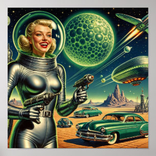 Vintage-Laserstrahl-Pin-Up Poster