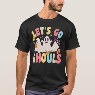 Vintage Lass Go Ghouls Retro Groovy Halloween Ghos T-Shirt
