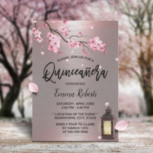 Vintage-Laterne Kirschblüten Floral Quinceanera Einladung