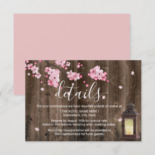 Vintage Laterne Rosa Florale Hochzeitsdetails Einladung