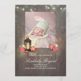 Vintage Laterne und Rustic Wood Baby Foto Birth Ankündigung