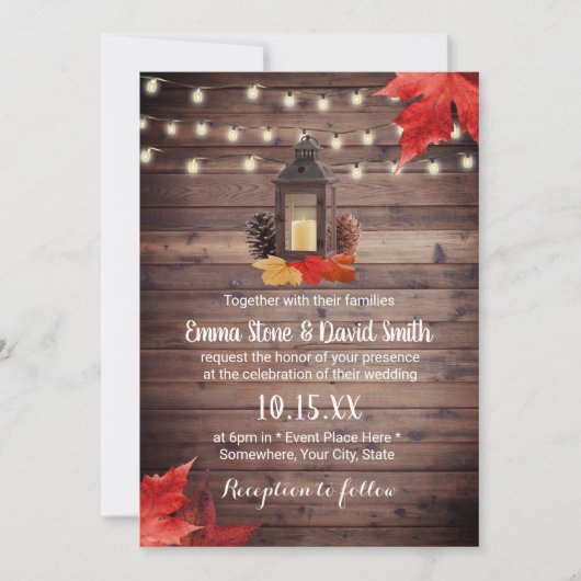 Vintage Laternenautobahn hinterlässt rustikale Hoc Einladung (Vorderseite)