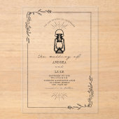 Vintage Laternenblütenhochzeit Acryleinladungen (Vorderseite)