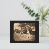 Vintage Laternenglanzspieler Sepia Postkarte (Stehend Vorderseite)