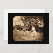 Vintage Laternenglanzspieler Sepia Postkarte (Vorne/Hinten)