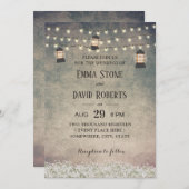 Vintage Laternengläser und rustikale Hochzeit Einladung (Vorne/Hinten)