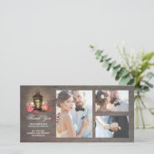 Vintage Laternenwaldhochzeit Dankeskarte (Stehend Vorderseite)