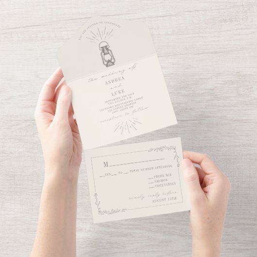 Vintage Laternenwetterwetter All In One Einladung (Abreißen)