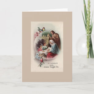 Vintage Latin Religious Christmas Card Karte