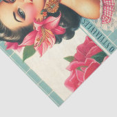 Vintage Latina Button-Up-Malerei Seidenpapier (Ausschnitt)