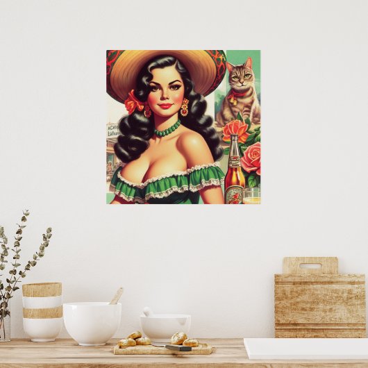 Vintage Latina Illustration Poster (Küche)